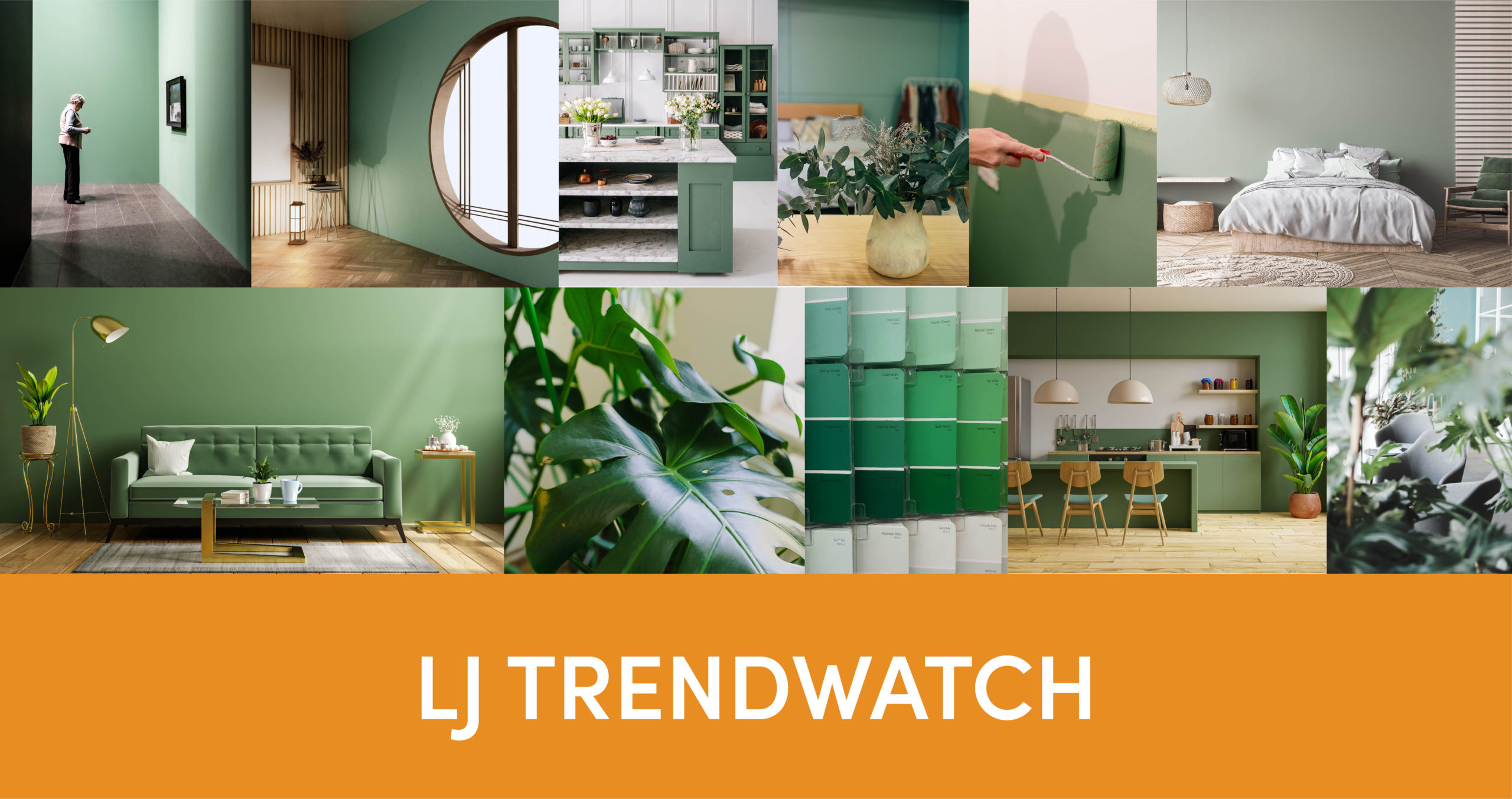 Mixed images of green interiors