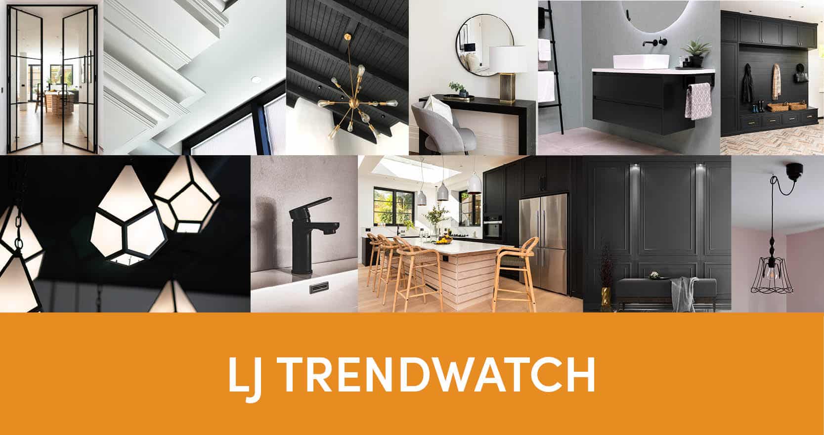 mixed images of black used in interiors